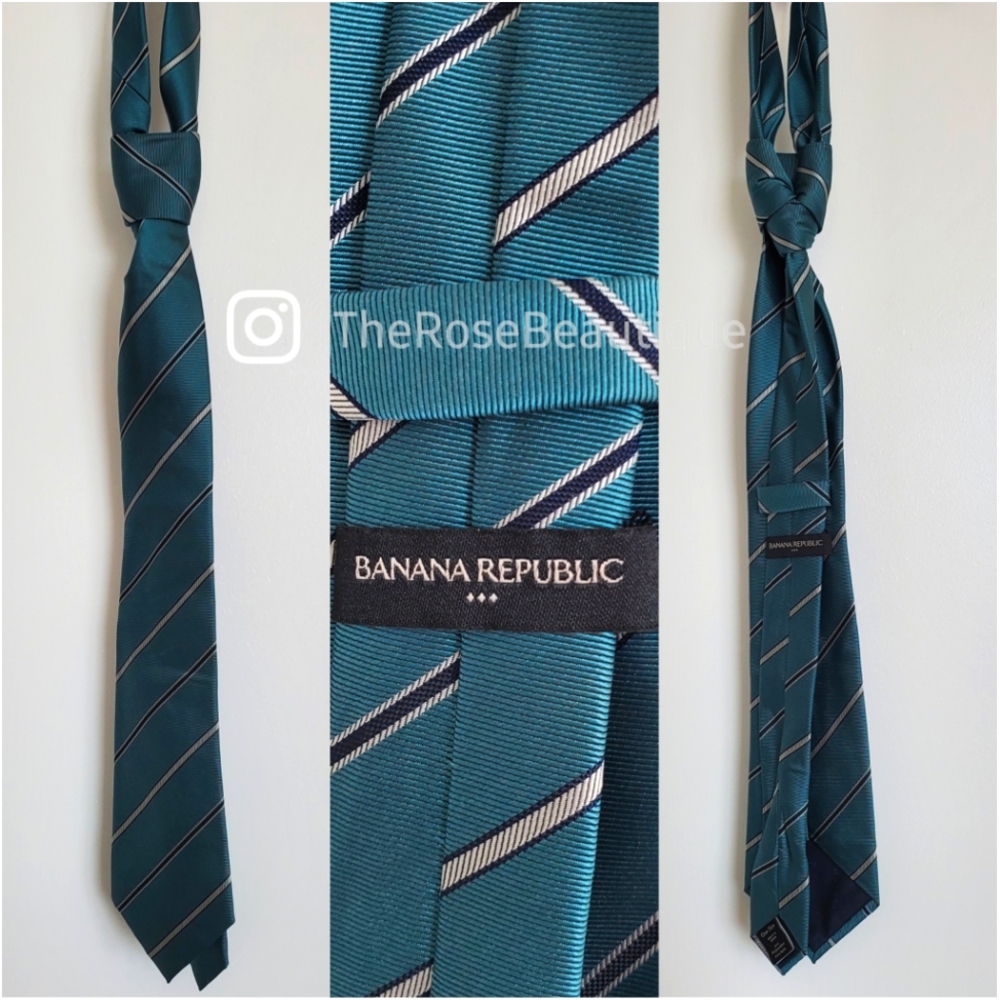 BANANA REPUBLIC Teal, black, white tie